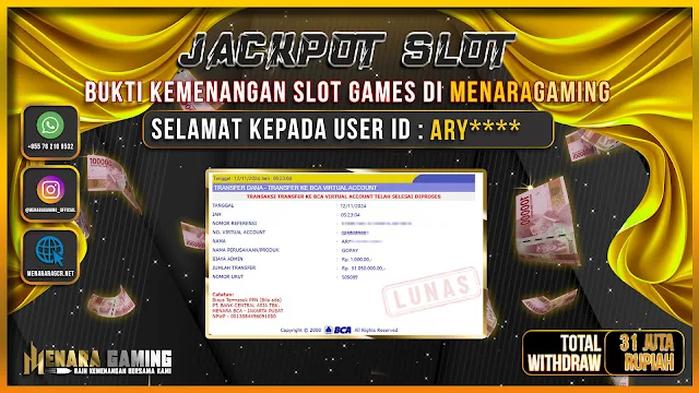 MENARAGAMING JACKPOT SLOT PP Rp. 31.050.000,- LUNA