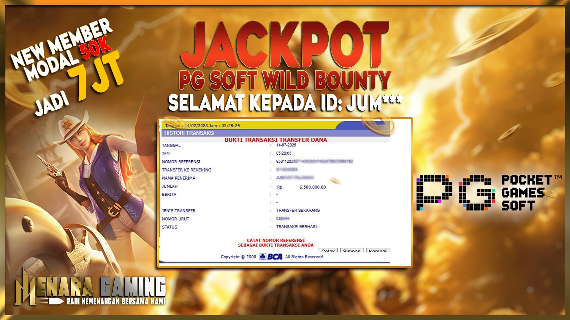 MENARAGAMING JACKPOT PG SOFT WILD BOUNTY SHOWDOWN Rp. 6.500.000,- LUNAS