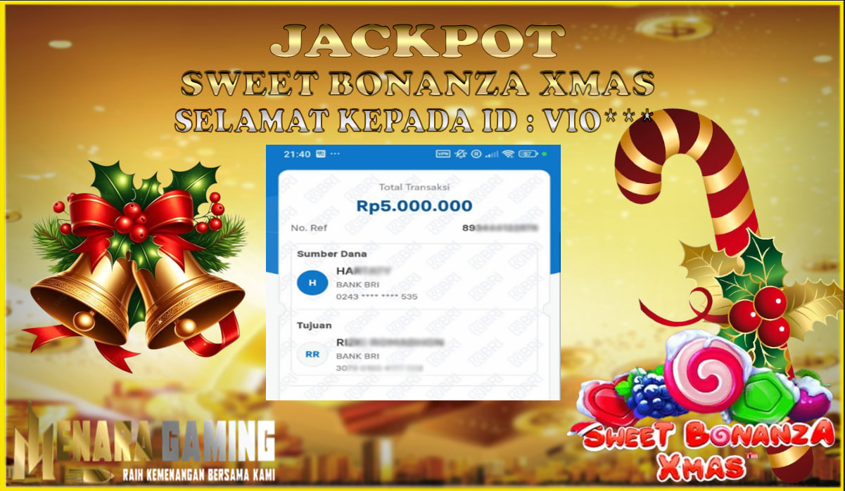 MENARAGAMING JACKPOT PRAGMATIC PLAY SWEET BONANZA XMAS Rp. 5.000.000,- LUNAS