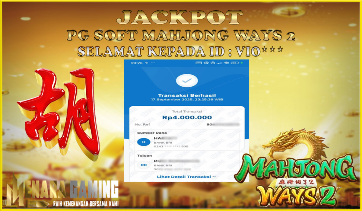 MENARAGAMING JACKPOT PG SOFT MAHJONG WAYS 2 Rp. 4.000.000,- LUNAS