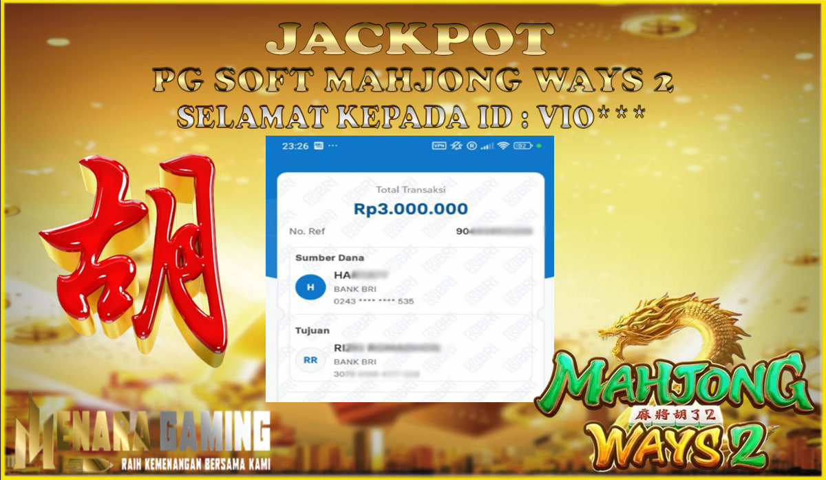 MENARAGAMING JACKPOT PG SOFT MAHJONG WAYS 2 Rp. 3.000.000,- LUNAS