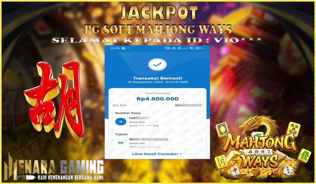 MENARAGAMING JACKPOT PG SOFT MAHJONG WAYS Rp. 4.000.000,- LUNAS