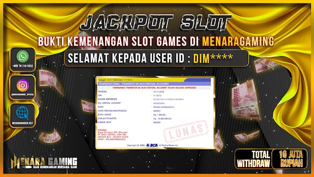 MENARAGAMING JACKPOT SLOT PP Rp.19.000.000,- LUNAS