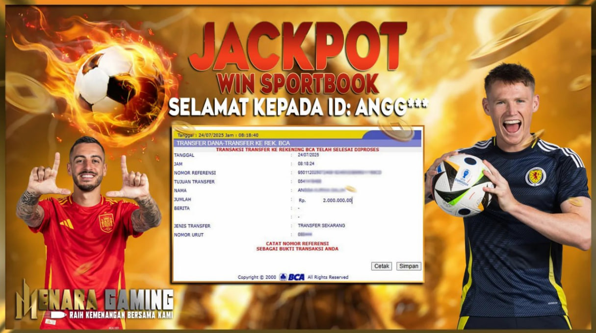 MENARAGAMING JACKPOT SPORTSBOOK Rp. 2.000.000,- LUNAS