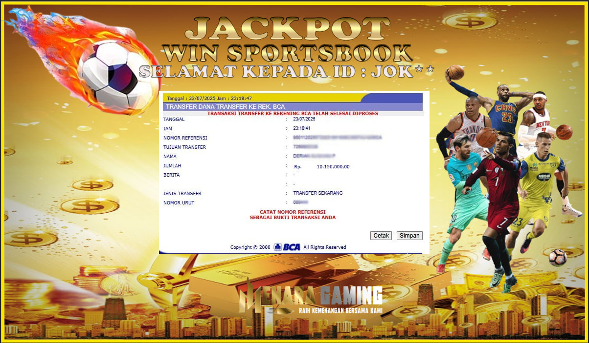 MENARAGAMING JACKPOT SPORTSBOOK Rp. 10.000.000,- LUNAS