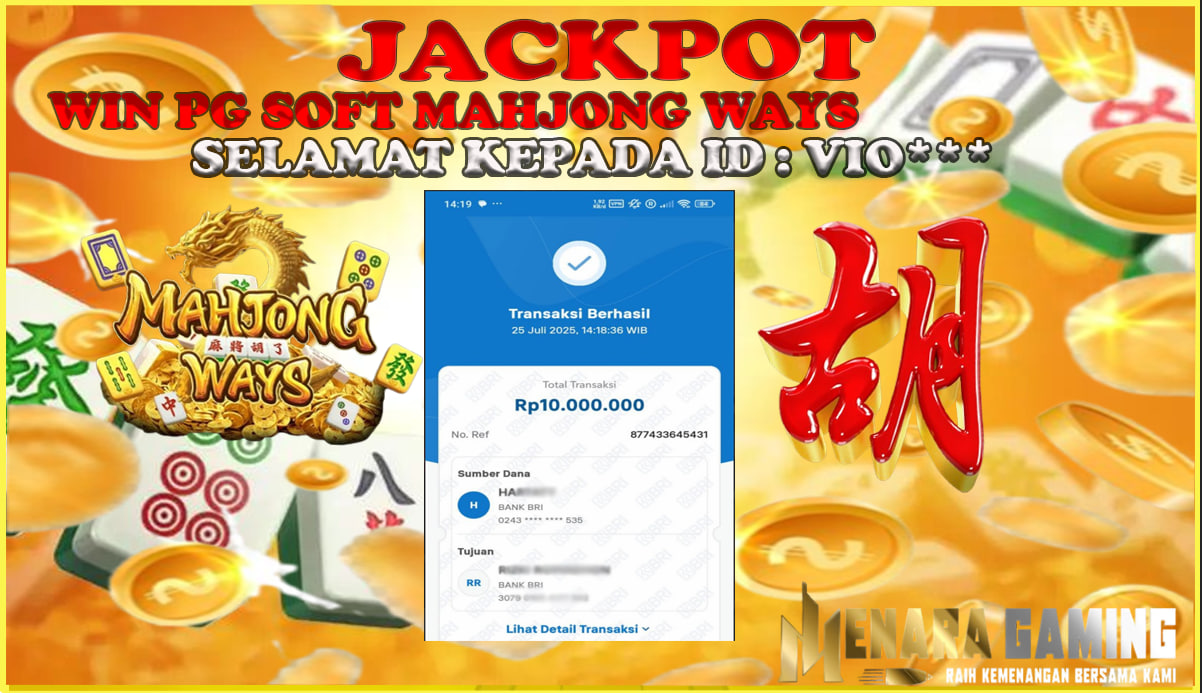 MENARAGAMING JACKPOT PG SOFT MAHJONG WAYS Rp. 10.000.000,- LUNAS