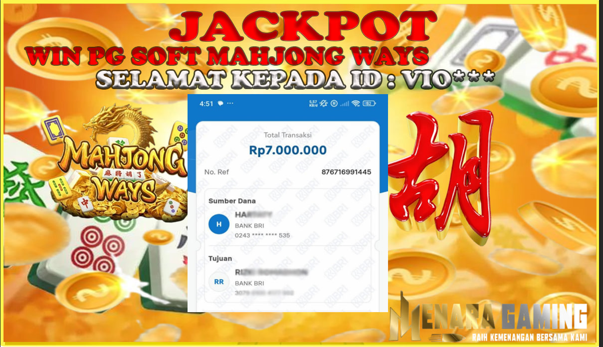 MENARAGAMING JACKPOT PG SOFT MAHJONG WAYS Rp. 7.000.000,- LUNAS