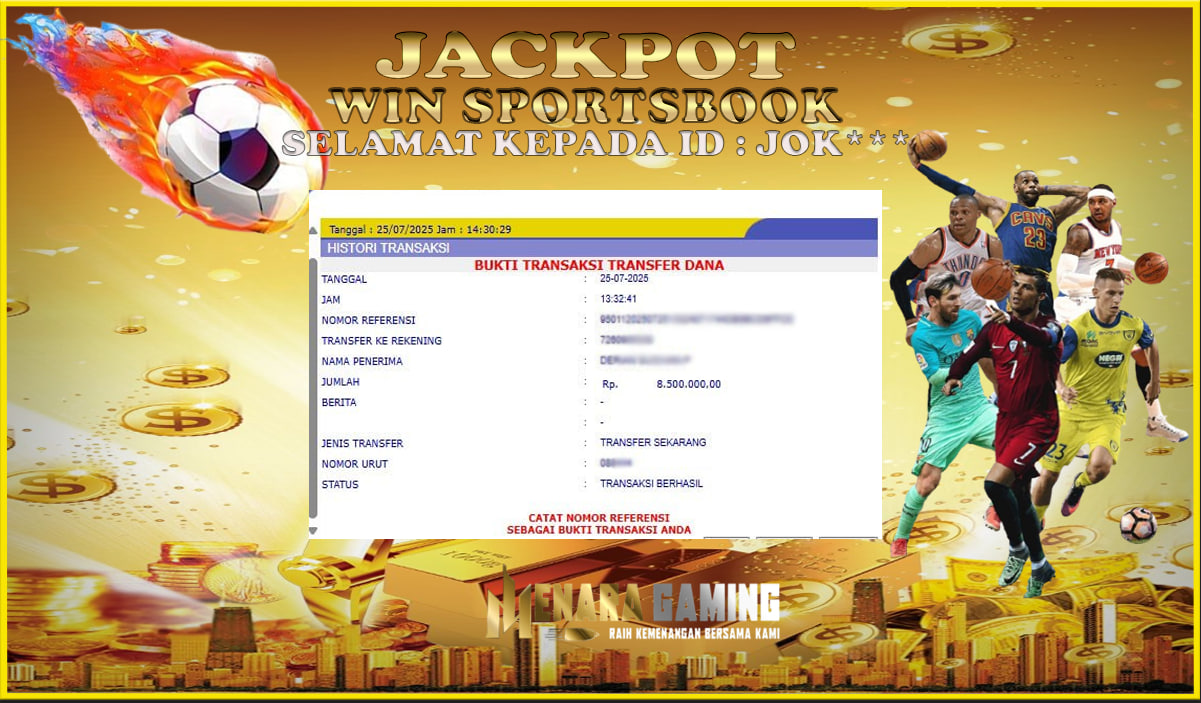 MENARAGAMING JACKPOT SPORTSBOOK Rp. 8.000.000,- LUNAS