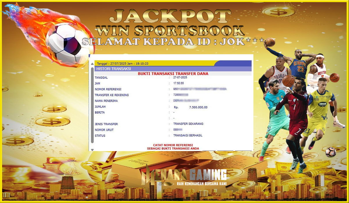 MENARAGAMING JACKPOT SPORTSBOOK Rp. 7.000.000,- LUNAS