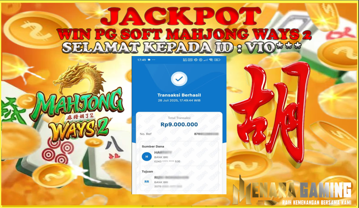 MENARAGAMING JACKPOT PG SOFT MAHJONG WAYS 2 Rp. 9.000.000,- LUNAS
