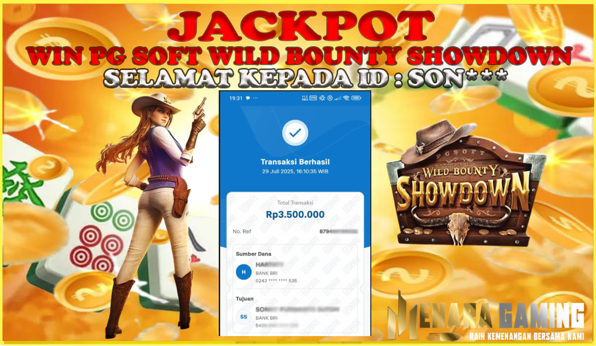 MENARAGAMING JACKPOT PG SOFT WILD BOUNTY SHOWDOWN Rp. 3.000.000,- LUNAS