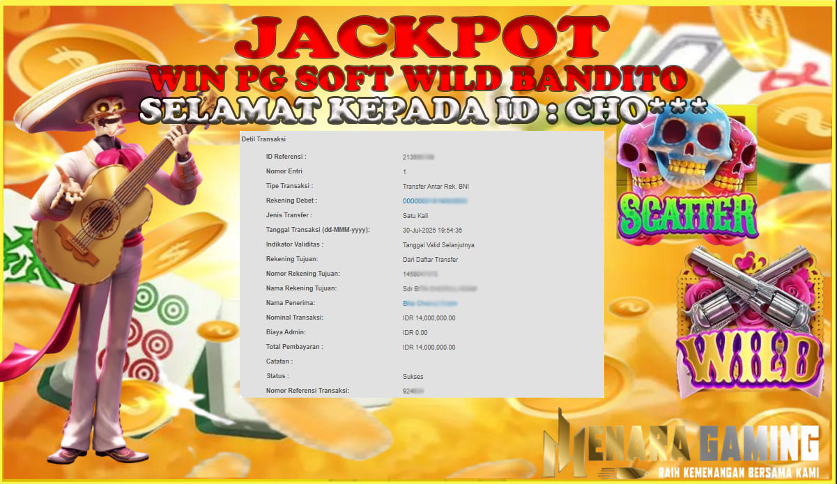 MENARAGAMING JACKPOT PG SOFT WILD BANDITO Rp. 14.000.000,- LUNAS