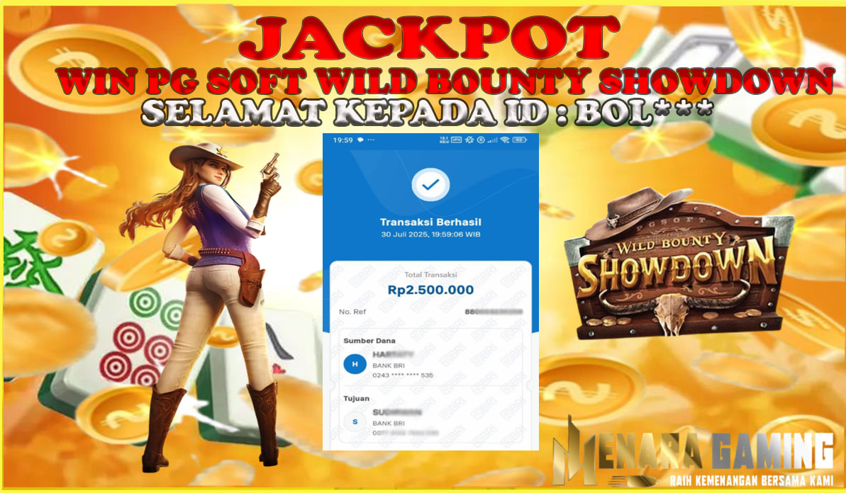 MENARAGAMING JACKPOT PG SOFT WILD BOUNTY SHOWDOWN Rp. 2.000.000,- LUNAS