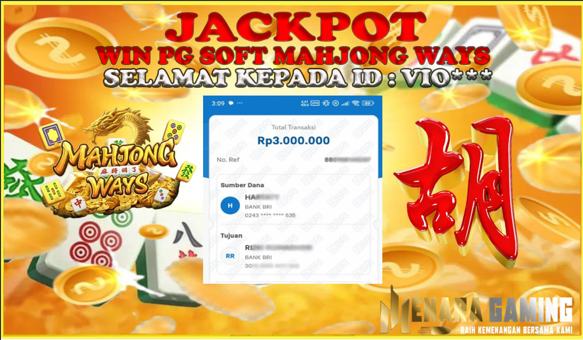 MENARAGAMING JACKPOT PG SOFT MAHJONG WAYS  Rp. 3.000.000,- LUNAS