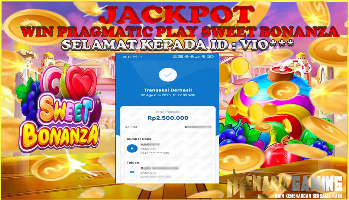 MENARAGAMING JACKPOT PRAGMATIC PLAY SWEET BONANZA  Rp. 2.000.000,- LUNAS