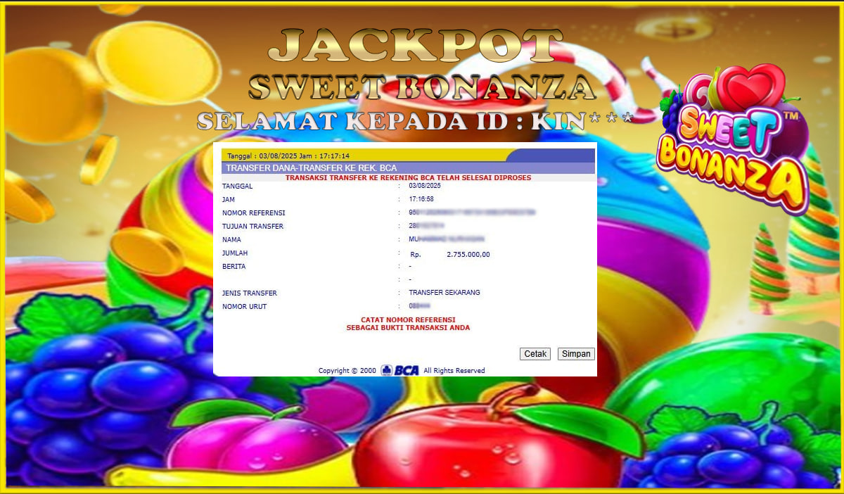 MENARAGAMING JACKPOT PRAGMATIC PLAY SWEET BONANZA Rp. 2.000.000,- LUNAS