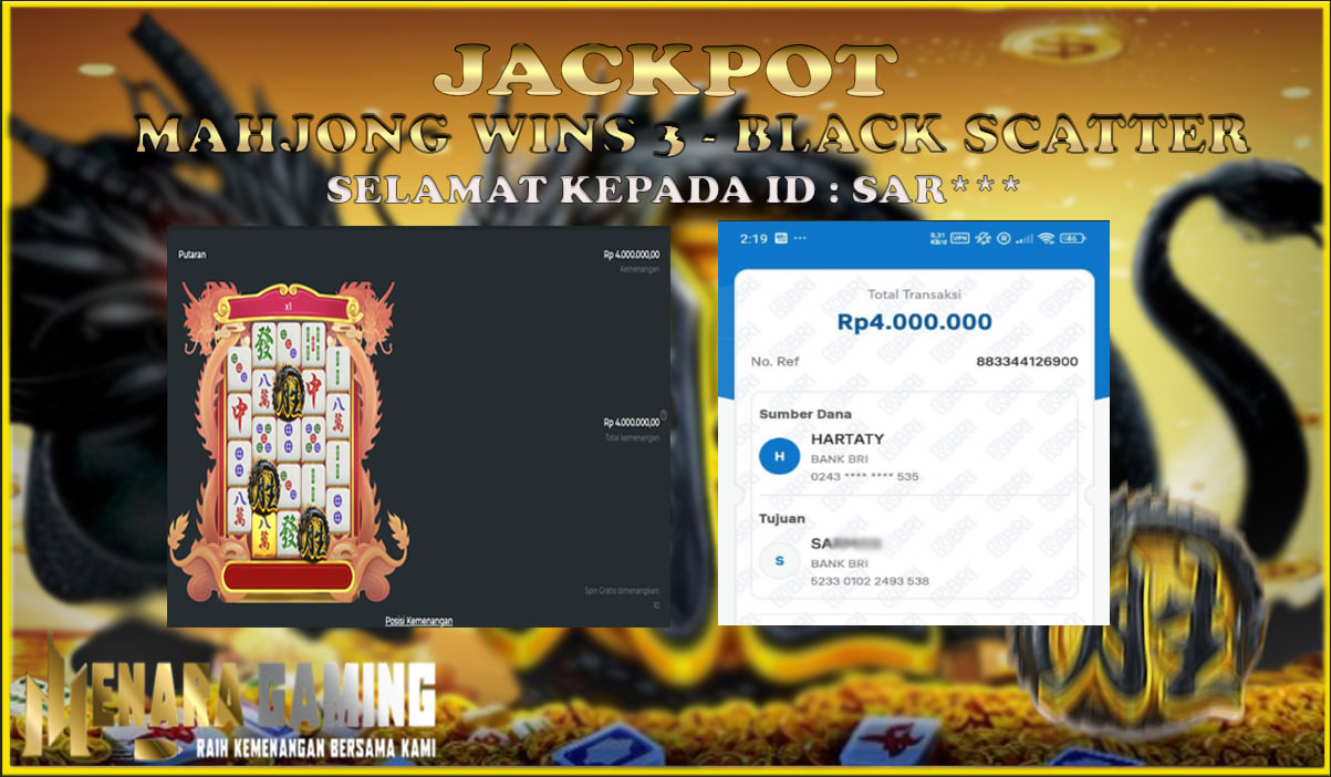 MENARAGAMING JACKPOT PRAGMATIC PLAY MAHJONG WINS 3 - BLACK SCATTER Rp. 4.000.000,- LUNAS