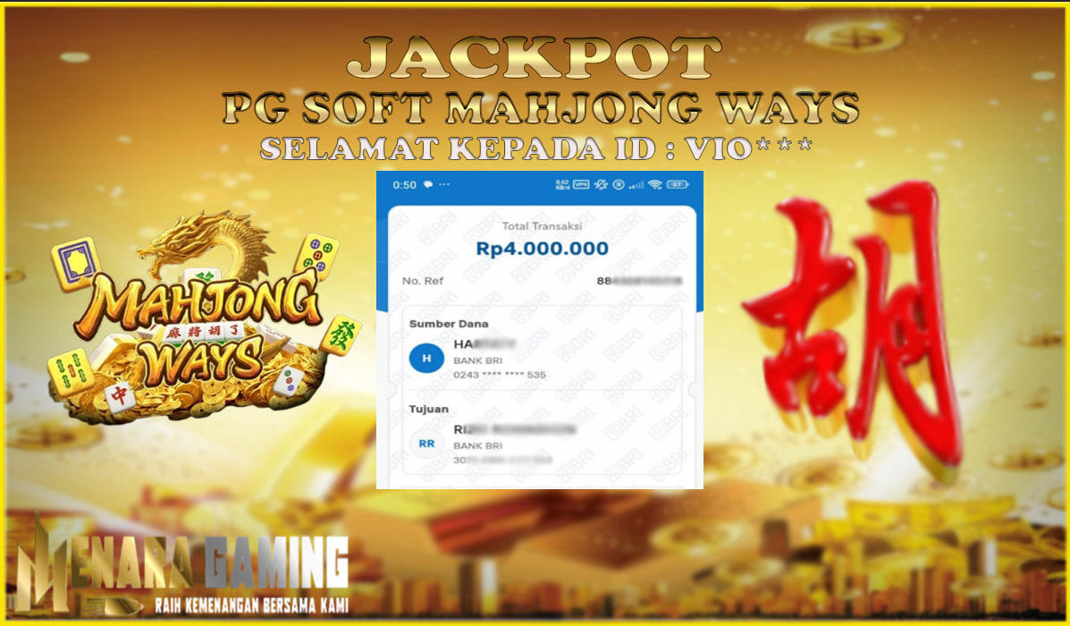 MENARAGAMING JACKPOT PG SOFT MAHJONG WAYS  Rp. 4.000.000,- LUNAS