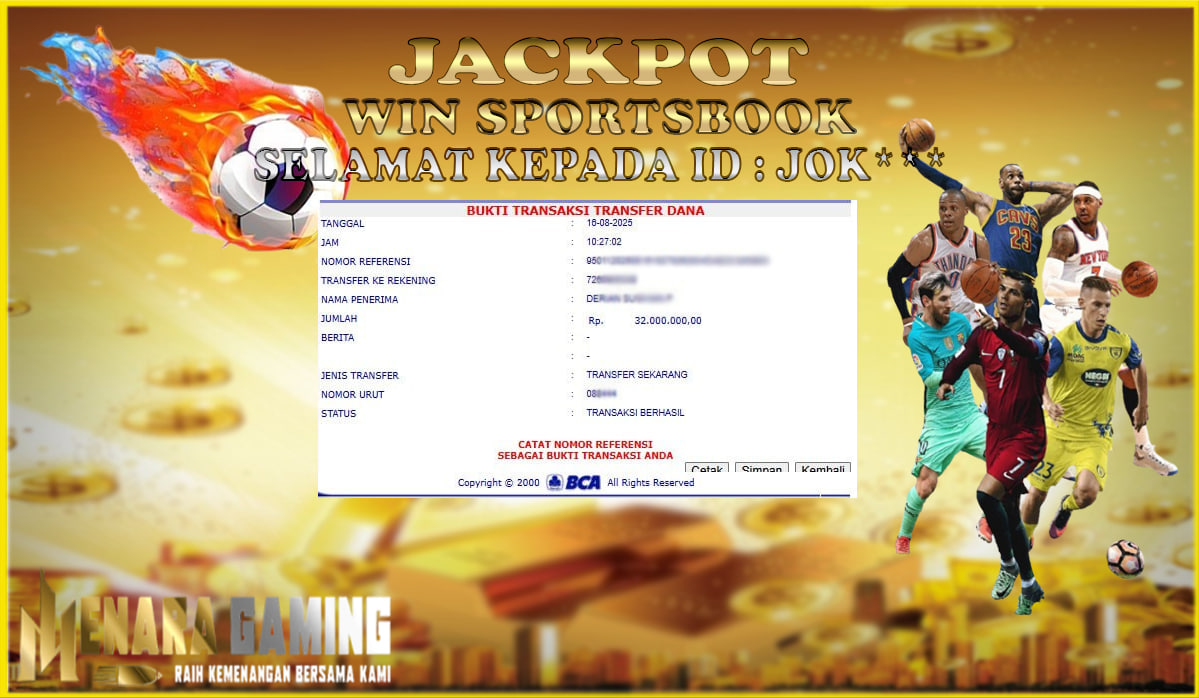 MENARAGAMING JACKPOT SPORTSBOOK Rp. 32.000.000,- LUNAS