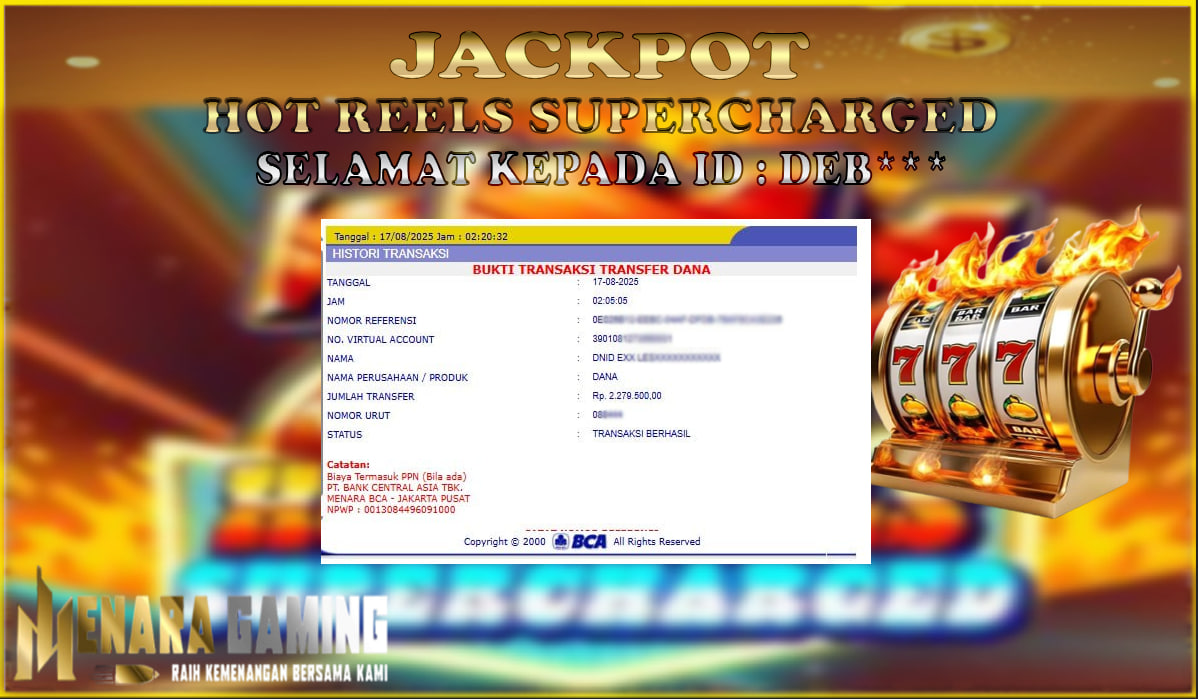 MENARAGAMING JACKPOT OCTOPLAY HOT REELS SUPERRCHARGED Rp. 2.000.000,- LUNAS
