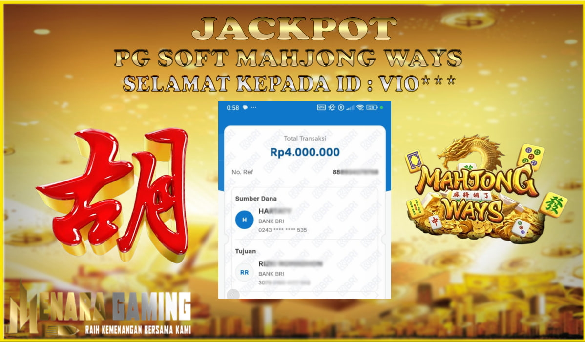MENARAGAMING JACKPOT PG SOFT MAHJONG WAY Rp. 4.000.000,- LUNAS