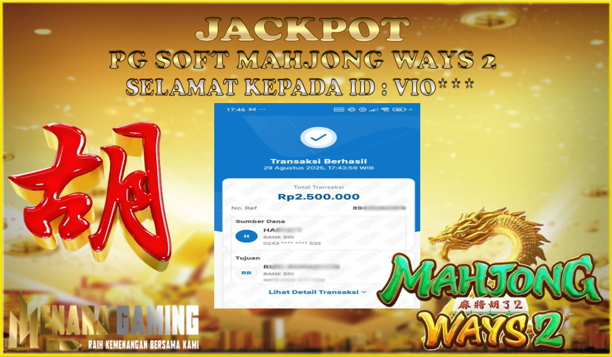MENARAGAMING JACKPOT PG SOFT MAHJONG WAYS 2 Rp. 2.000.000,- LUNAS