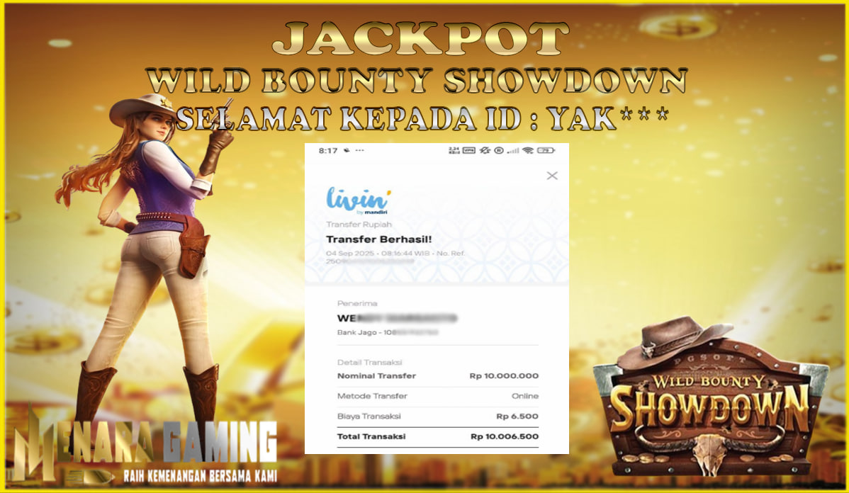 MENARAGAMING JACKPOT PG SOFT WILD BOUNTY SHOWDOWN Rp. 10.000.000,- LUNAS