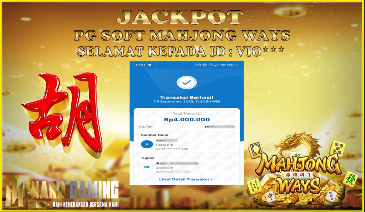 MENARAGAMING JACKPOT PG SOFT MAHJONG WAYS Rp. 4.000.000,- LUNAS
