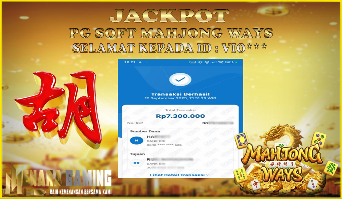 MENARAGAMING JACKPOT PG SOFT MAHJONG WAYS Rp. 7.000.000,- LUNAS