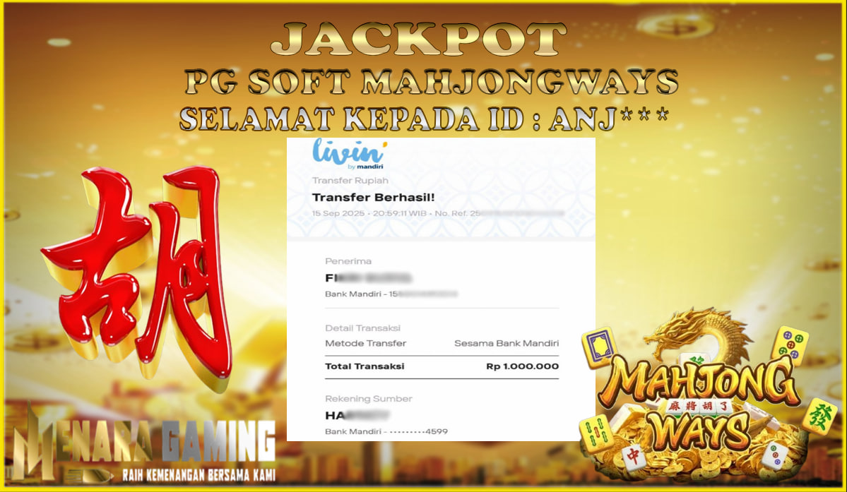 MENARAGAMING JACKPOT PG SOFT MAHJONG WAYS Rp. 1.000.000,- LUNAS