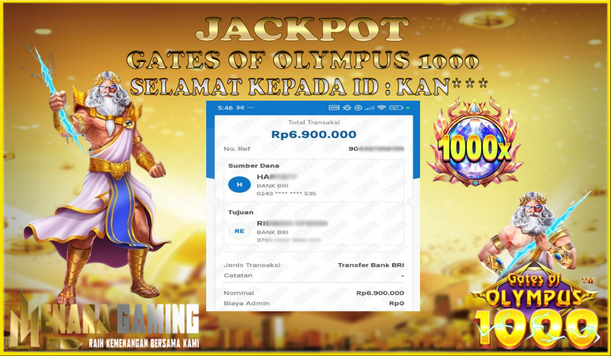 MENARAGAMING JACKPOT PRAGMATIC PLAY GATES OF OLYMPUS 1000 Rp. 6.000.000,- LUNAS