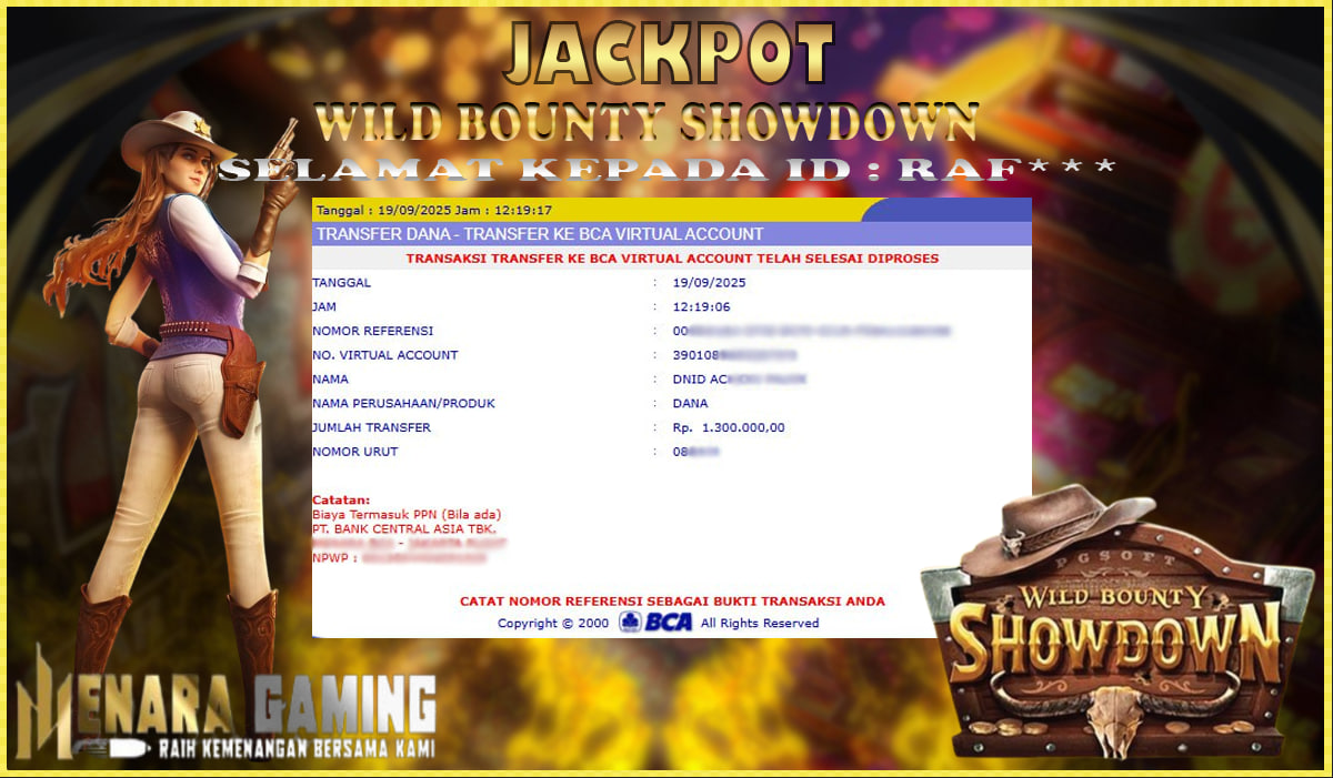 MENARAGAMING JACKPOT PG SOFT WILD BOUNTY SHOWDOWN Rp. 1.000.000,- LUNAS