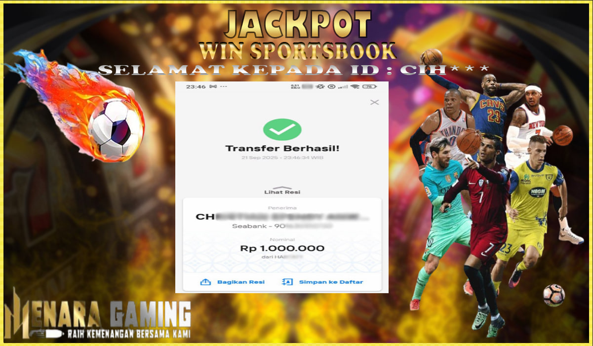 MENARAGAMING JACKPOT SPORTSBOOK Rp. 1.000.000,- LUNAS