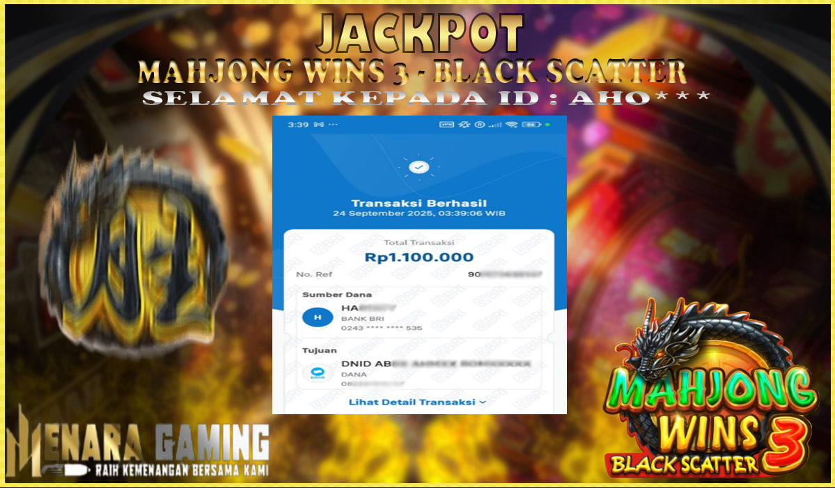 MENARAGAMING JACKPOT PRAGMATIC PLAY MAHJONG WINS 3 - BLACK SCATTER Rp. 1.000.000,- LUNAS