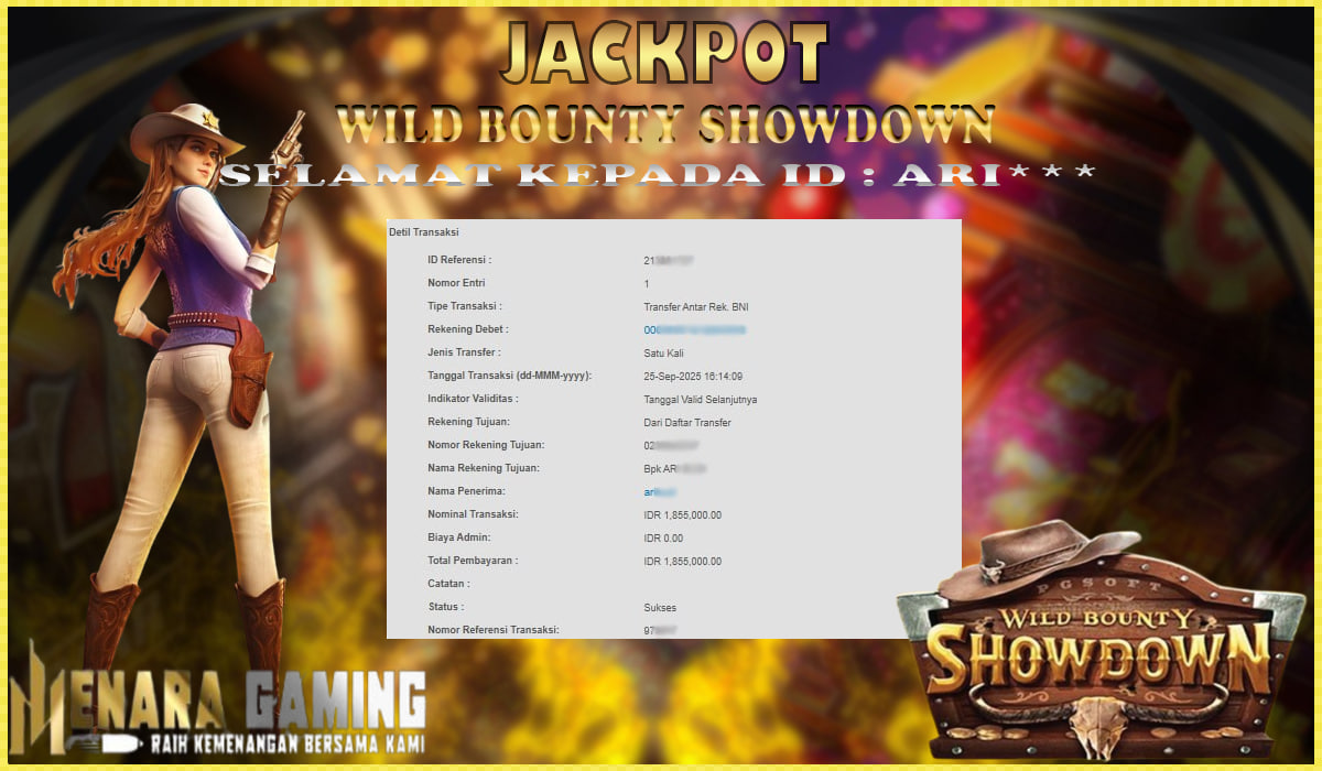 MENARAGAMING JACKPOT PG SOFT WILD BOUNTY SHOWDOWN Rp. 1.000.000,- LUNAS