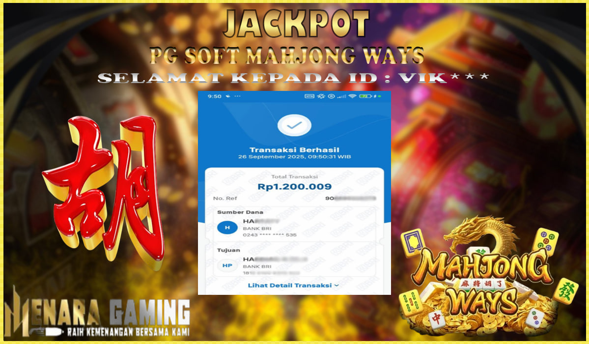 MENARAGAMING JACKPOT PG SOFT MAHJONG WAYS Rp. 1.000.000,- LUNAS