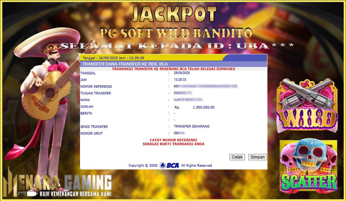 MENARAGAMING JACKPOT PG SOFT WILD BANDITO Rp. 1.000.000,- LUNAS