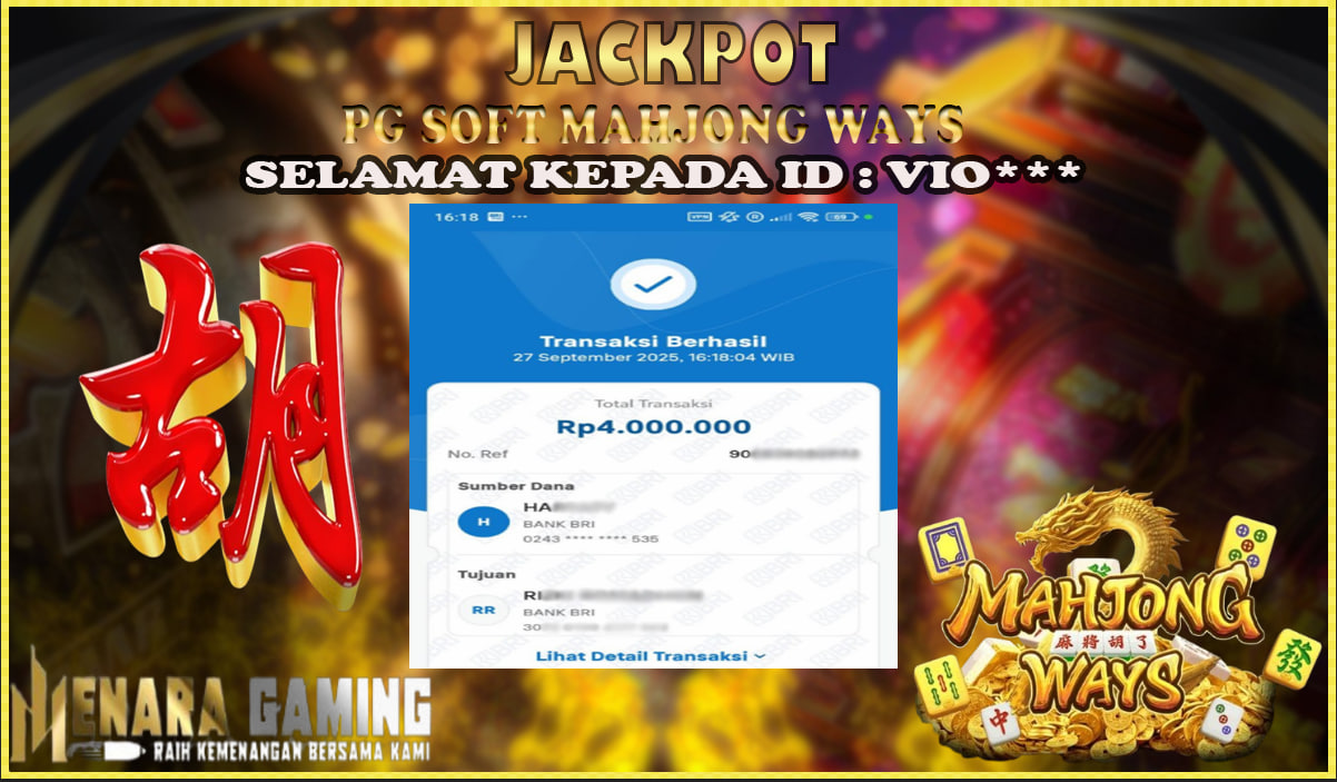 MENARAGAMING JACKPOT PG SOFT MAHJONG WAYS Rp. 4.000.000,- LUNAS