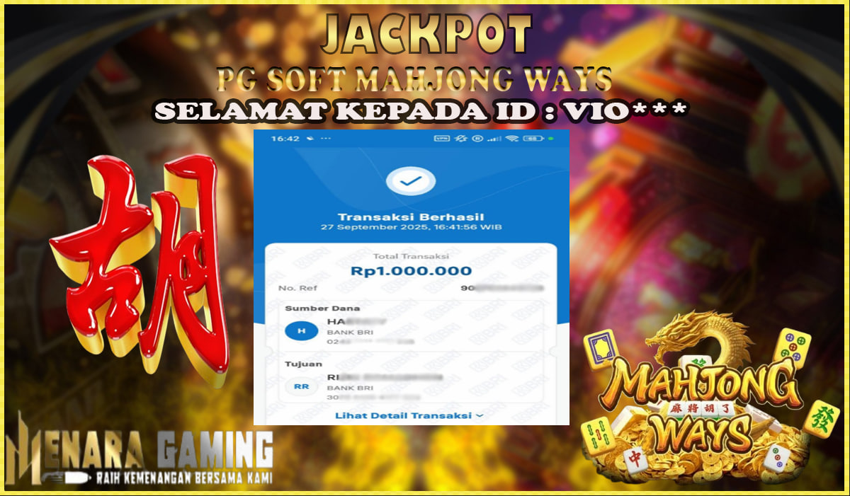 MENARAGAMING JACKPOT PG SOFT MAHJONG WAYS Rp. 1.000.000,- LUNAS