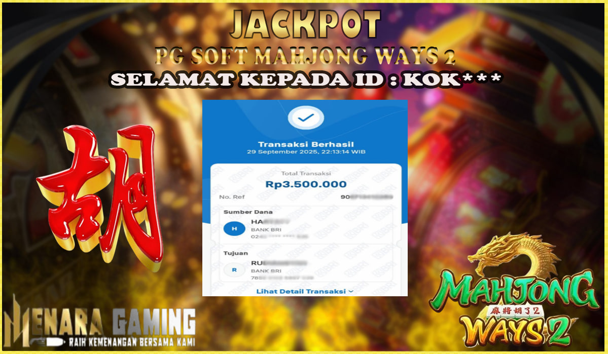 MENARAGAMING JACKPOT PG SOFT MAHJONG WAYS 2 Rp. 3.000.000,- LUNAS
