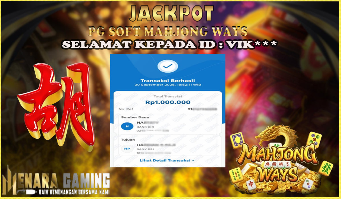 MENARAGAMING JACKPOT PG SOFT MAHJONG WAYS Rp. 1.000.000,- LUNAS