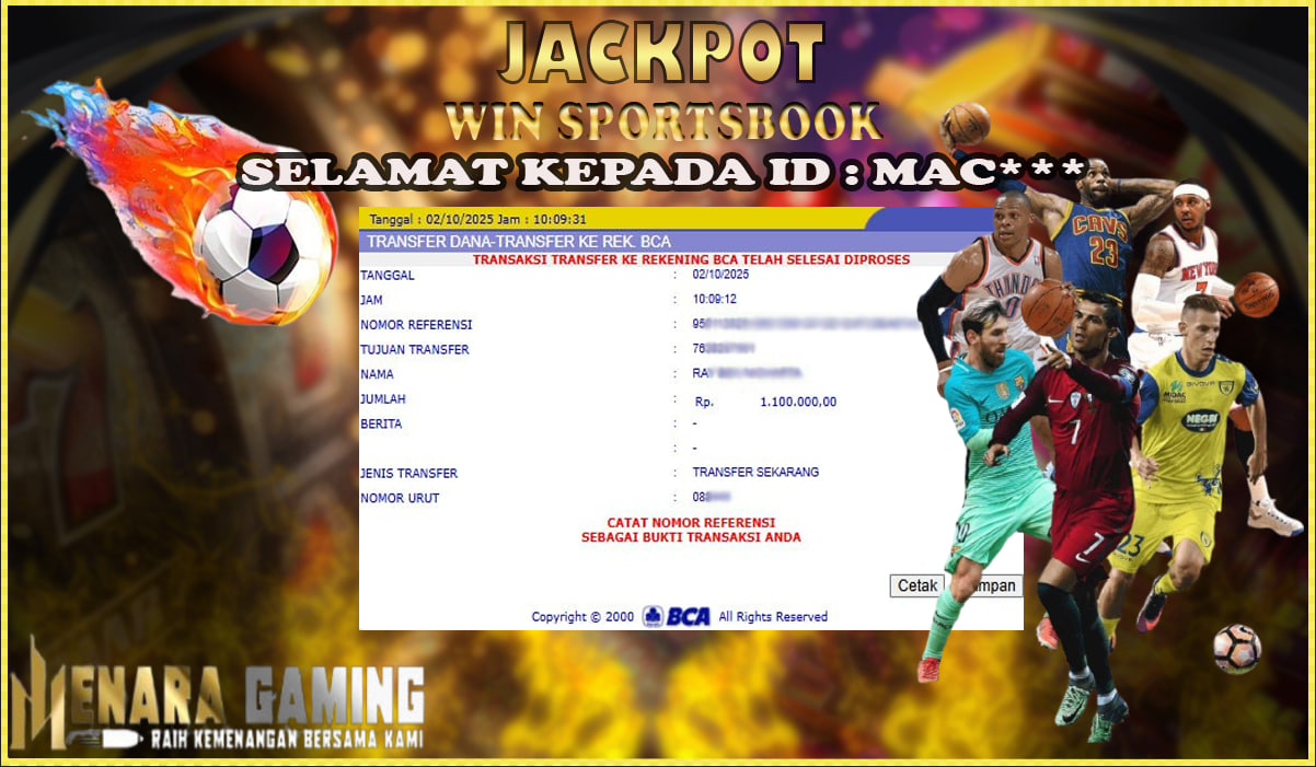MENARAGAMING JACKPOT SPORTSBOOK Rp. 1.000.000,- LUNAS