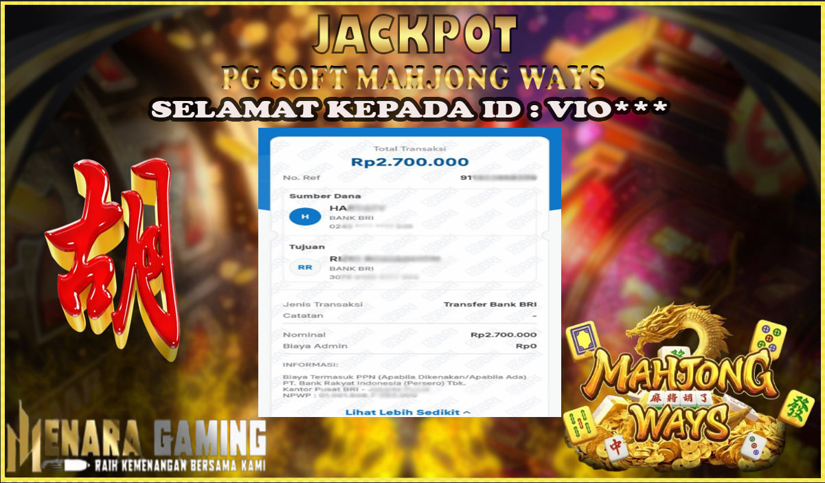 MENARAGAMING JACKPOT PG SOFT MAHJONG WAYS Rp. 2.000.000,- LUNAS
