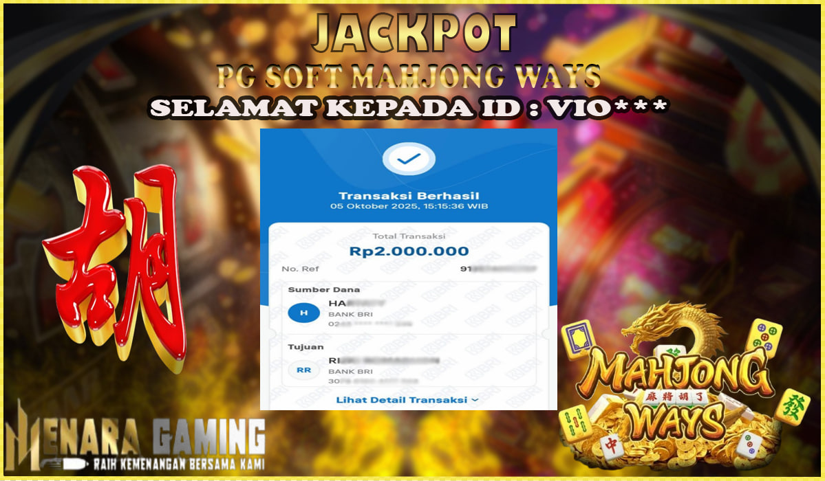 MENARAGAMING JACKPOT PG SOFT MAHJONG WAYS Rp. 2.000.000,- LUNAS