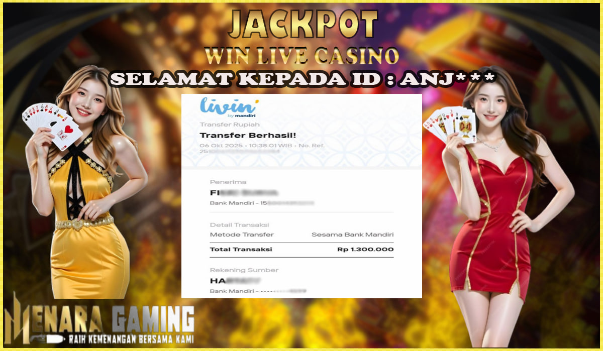MENARAGAMING JACKPOT LIVE CASINO Rp. 1.000.000,- LUNAS