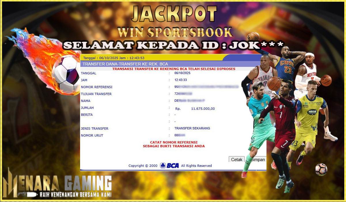MENARAGAMING JACKPOT SPORTSBOOK Rp. 11.000.000,- LUNAS