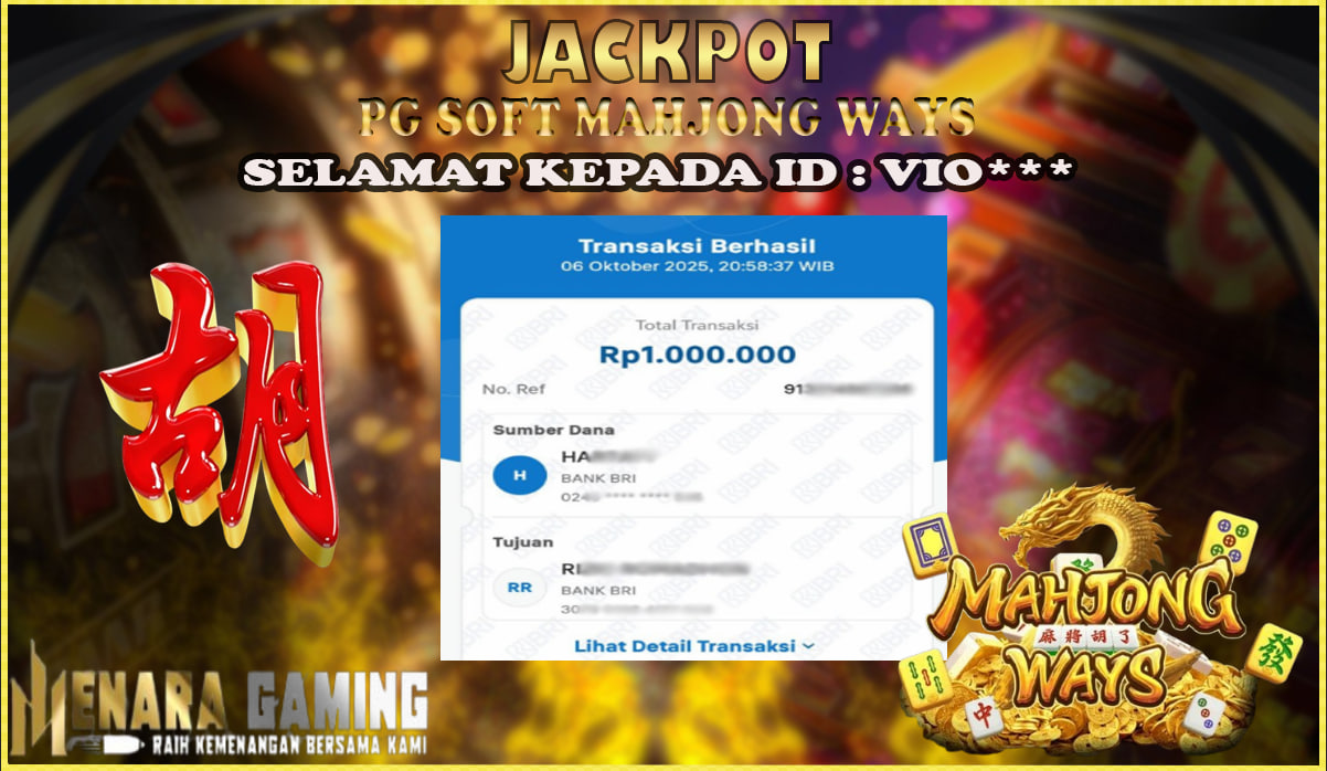 MENARAGAMING JACKPOT PG SOFT MAHJONG WAYS Rp. 1.000.000,- LUNAS