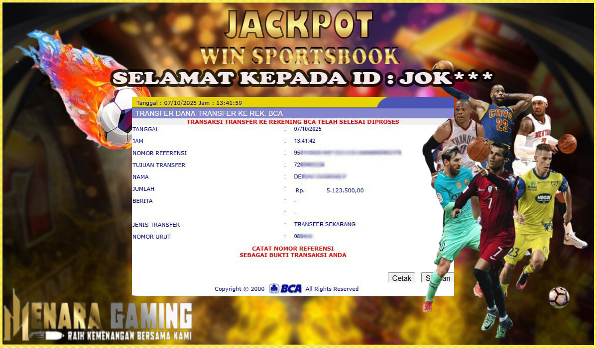 MENARAGAMING JACKPOT SPORTSBOOK Rp. 5.000.000,- LUNAS
