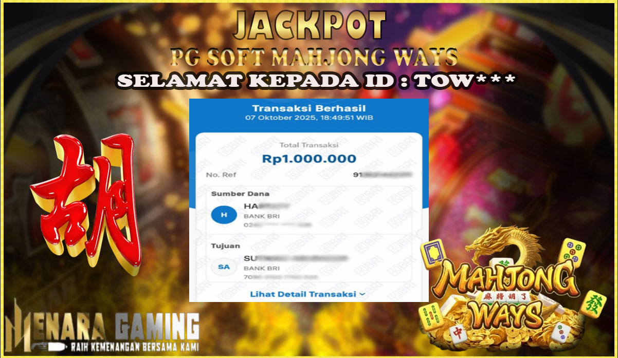 MENARAGAMING JACKPOT PG SOFT MAHJONG WAYS Rp. 1.000.000,- LUNAS