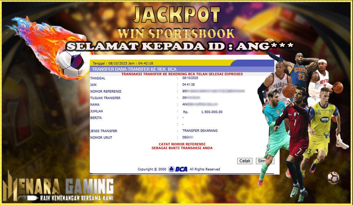 MENARAGAMING JACKPOT SPORTSBOOK Rp. 1.000.000,- LUNAS